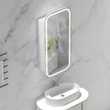 450x900mm Carysil Plywood Wall Hung Squircle Motion Sensor LED Shaving Mirror Cabinet Matt White/Walnut Finish for Bathroom