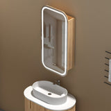 450x900mm Carysil Plywood Wall Hung Squircle Motion Sensor LED Shaving Mirror Cabinet Matt White/Walnut Finish for Bathroom
