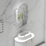 450x900mm Carysil Plywood Wall Hung Oval Shaving Mirror Cabinet Matt White/Walnut for Bathroom
