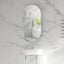 450x900mm Carysil Plywood Wall Hung Oval Shaving Mirror Cabinet Matt White/Walnut for Bathroom