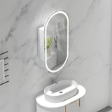 450x900mm Carysil Plywood Wall Hung Oval Motion Sensor LED Shaving Mirror Cabinet Matt White/Walnut for Bathroom