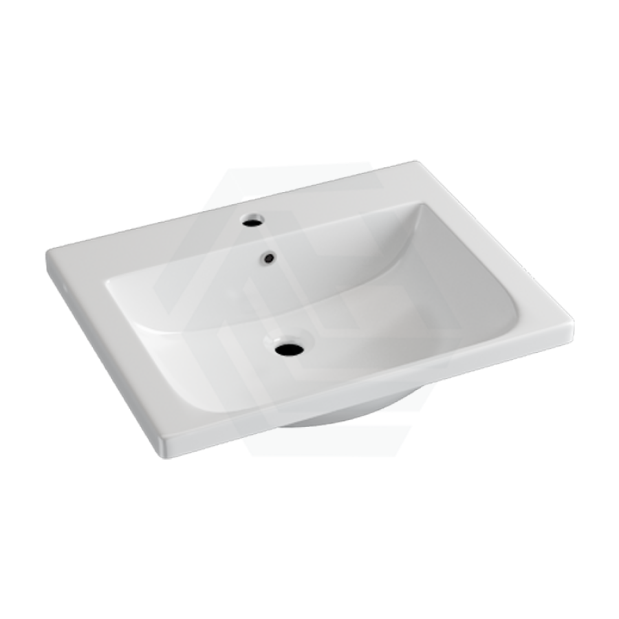 605X465X165Mm D Shape Ceramic Top For Bathroom Vanity Sleek High Gloss Single Bowl 1 Tap Hole