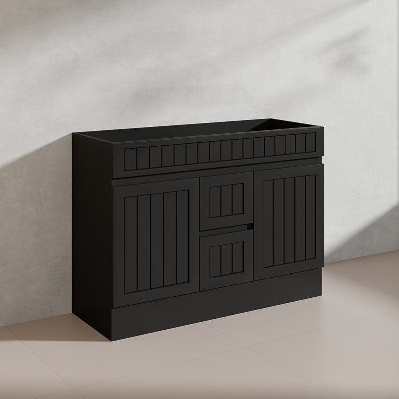 1200mm Hampton Freestanding Vanity PVC Board Matt Black/White Linear Surface