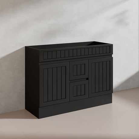 1200mm Hampton Freestanding Vanity PVC Board Matt Black/White Linear Surface