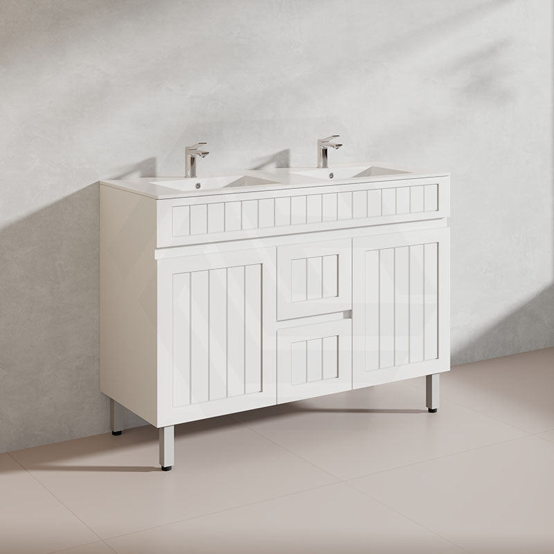1200mm Hampton Freestanding Vanity PVC Board Matt Black/White Linear Surface