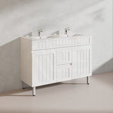 1200mm Hampton Freestanding Vanity PVC Board Matt Black/White Linear Surface