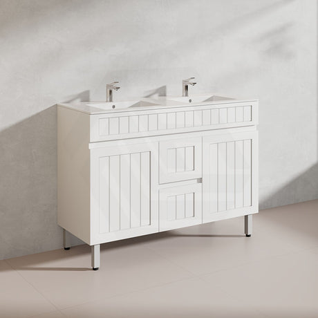 1200mm Hampton Freestanding Vanity PVC Board Matt Black/White Linear Surface