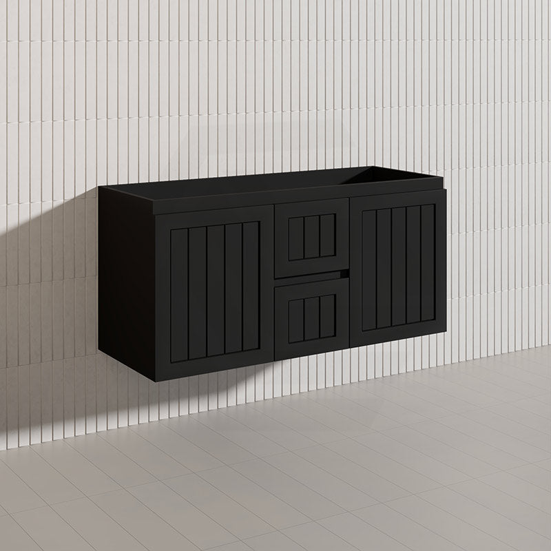 1200mm Hampton Wall Hung Single/Double Vanity PVC Board Matt White/Black Linear Surface