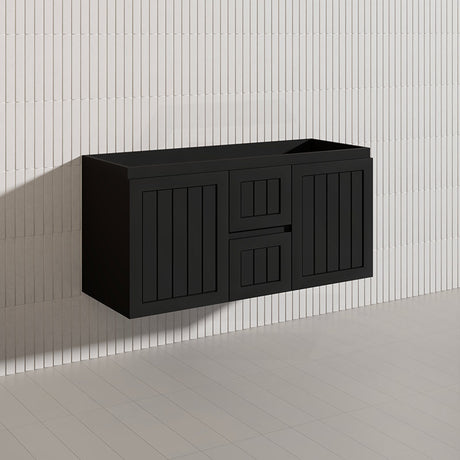 1200mm Hampton Wall Hung Single/Double Vanity PVC Board Matt White/Black Linear Surface