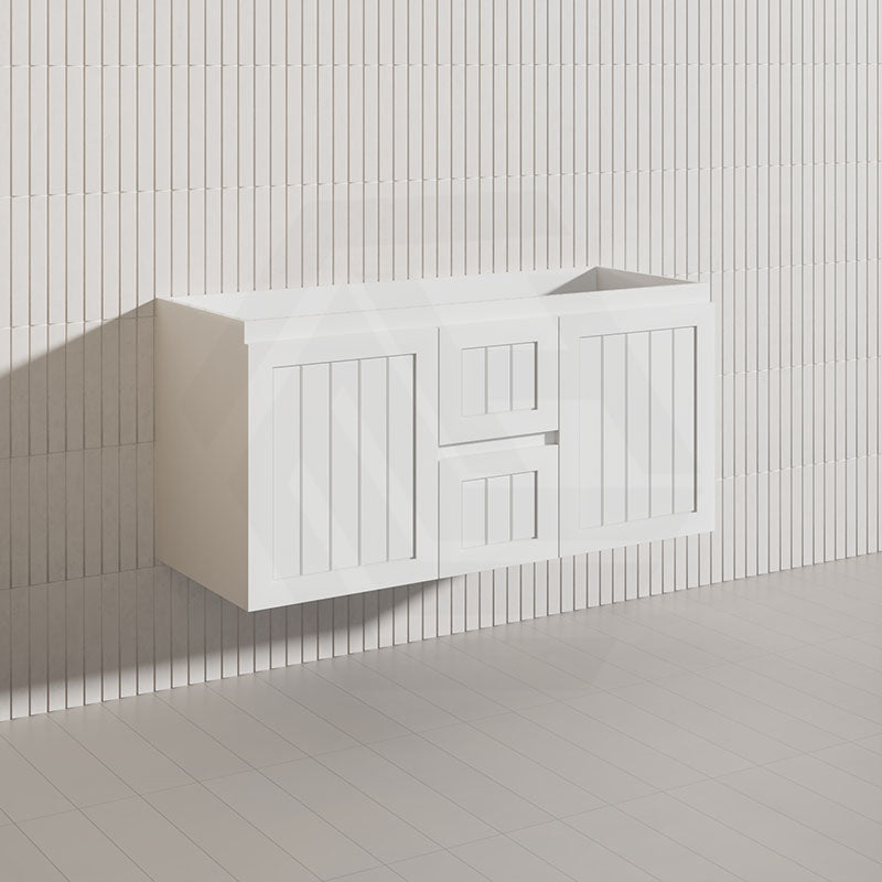 1200mm Hampton Wall Hung Single/Double Vanity PVC Board Matt White/Black Linear Surface
