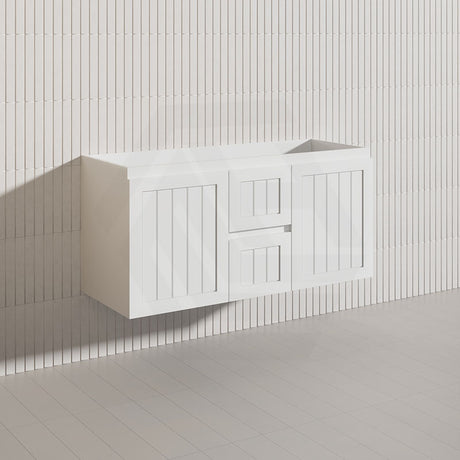 1200mm Hampton Wall Hung Single/Double Vanity PVC Board Matt White/Black Linear Surface
