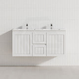 600/750/900/1200/1500mm Hampton Wall Hung Vanity PVC Board Matt White Linear Surface