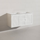 1200mm Hampton Wall Hung Single/Double Vanity PVC Board Matt White/Black Linear Surface