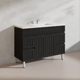 1200mm Hampton Freestanding Vanity PVC Board Matt Black/White Linear Surface