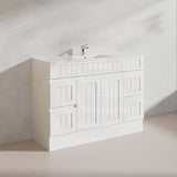 1200mm Hampton Freestanding Vanity PVC Board Matt Black/White Linear Surface