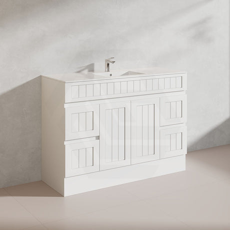 1200mm Hampton Freestanding Vanity PVC Board Matt Black/White Linear Surface