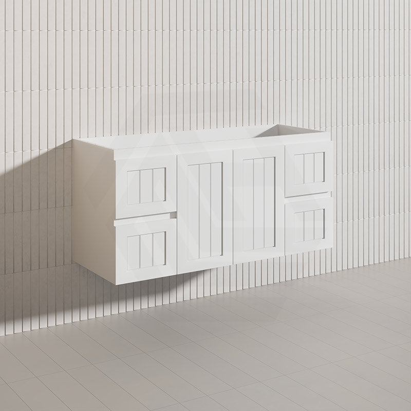 1200mm Hampton Wall Hung Single/Double Vanity PVC Board Matt White/Black Linear Surface