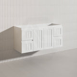 1200mm Hampton Wall Hung Single/Double Vanity PVC Board Matt White/Black Linear Surface