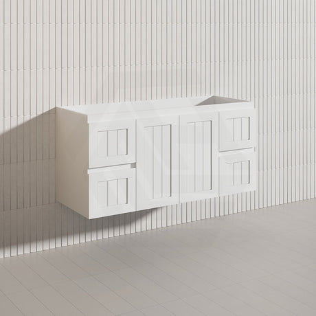1200mm Hampton Wall Hung Single/Double Vanity PVC Board Matt White/Black Linear Surface