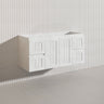 1200mm Hampton Wall Hung Single/Double Vanity PVC Board Matt White/Black Linear Surface