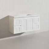 1200mm Hampton Wall Hung Single/Double Vanity PVC Board Matt White/Black Linear Surface
