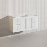 1200mm Hampton Wall Hung Single/Double Vanity PVC Board Matt White/Black Linear Surface