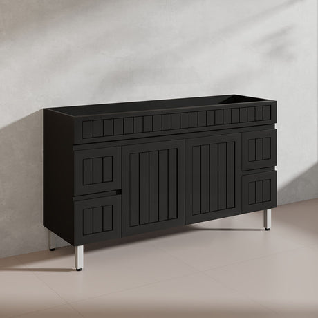1500mm Hampton Freestanding Vanity PVC Board Matt Black/White Linear Surface For Single/Double Bowls