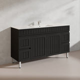 1500mm Hampton Freestanding Vanity PVC Board Matt Black/White Linear Surface For Single/Double Bowls