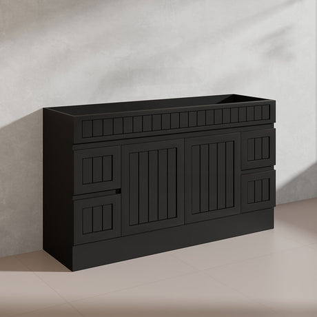 1500mm Hampton Freestanding Vanity PVC Board Matt Black/White Linear Surface For Single/Double Bowls