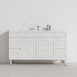 600/750/900/1200/1500mm Hampton Freestanding With Legs Vanity PVC Board Matt White Linear Surface