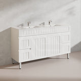 1500mm Hampton Freestanding Vanity PVC Board Matt Black/White Linear Surface For Single/Double Bowls