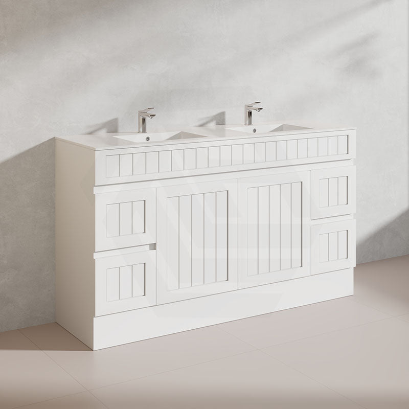1500mm Hampton Freestanding Vanity PVC Board Matt Black/White Linear Surface For Single/Double Bowls