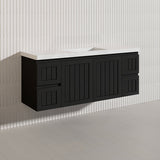 1500mm Hampton Wall Hung Single/Double Vanity PVC Board Matt White/Black Linear Surface