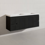 1500mm Hampton Wall Hung Single/Double Vanity PVC Board Matt White/Black Linear Surface