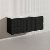 1500mm Hampton Wall Hung Single/Double Vanity PVC Board Matt White/Black Linear Surface