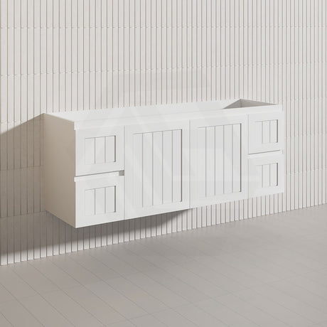 1500mm Hampton Wall Hung Single/Double Vanity PVC Board Matt White/Black Linear Surface