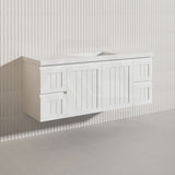 1500mm Hampton Wall Hung Single/Double Vanity PVC Board Matt White/Black Linear Surface