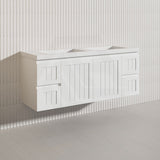 1500mm Hampton Wall Hung Single/Double Vanity PVC Board Matt White/Black Linear Surface