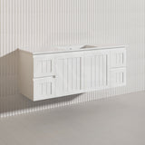 1500mm Hampton Wall Hung Single/Double Vanity PVC Board Matt White/Black Linear Surface