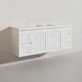 1500mm Hampton Wall Hung Single/Double Vanity PVC Board Matt White/Black Linear Surface