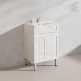600mm Hampton Freestanding Vanity PVC Board Matt Black/White Linear Surface