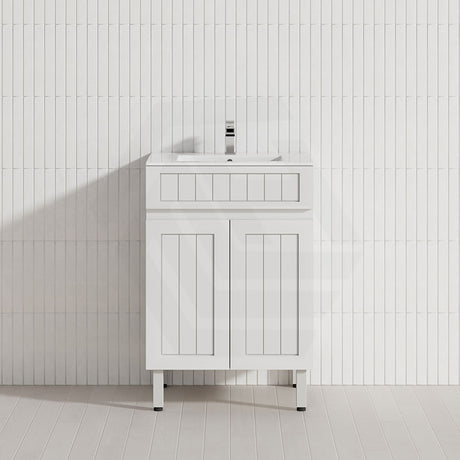 600/750/900/1200/1500mm Hampton Freestanding With Legs Vanity PVC Board Matt White Linear Surface