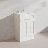 600mm Hampton Freestanding Vanity PVC Board Matt Black/White Linear Surface