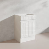 600mm Hampton Freestanding Vanity PVC Board Matt Black/White Linear Surface