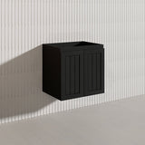 600mm Hampton Wall Hung Vanity PVC Board Matt White/Black Linear Surface