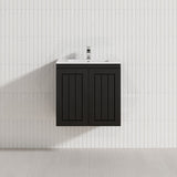 600/750/900/1200/1500mm Hampton Wall Hung Vanity PVC Board Matt Black Linear Surface