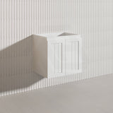 600mm Hampton Wall Hung Vanity PVC Board Matt White/Black Linear Surface
