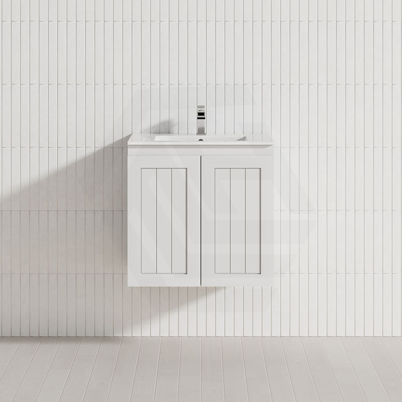 600/750/900/1200/1500mm Hampton Wall Hung Vanity PVC Board Matt White Linear Surface