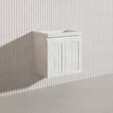 600mm Hampton Wall Hung Vanity PVC Board Matt White/Black Linear Surface