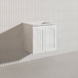 600mm Hampton Wall Hung Vanity PVC Board Matt White/Black Linear Surface